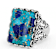 Blended Turquoise And Lapis Lazuli Solitaire Ring In Oxidized Sterling Silver