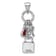 Rhodium Over Sterling Silver Oxidized Enamel Red Sponge Coral Lock and
Key Pendant