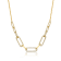 Clear Cubic Zirconia, 14k Gold Plated over Sterling Silver Elongated
Cable Link Chain Necklace
