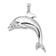 Rhodium Over Sterling Silver Polished 3D Jumping Dolphin Pendant