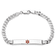 Rhodium Over 14k White Gold Medical Red Enamel Flat Curb Link ID Bracelet
