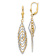 14k Two-tone Polished and Diamond-Cut Oval Dangle Earrings