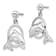 Rhodium Over Sterling Silver Dolphin in Hoop Dangle Post Earrings