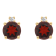 4mm Round Garnet with Diamond Accents 14k Yellow Gold Stud Earrings
