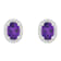7x5mm Oval Amethyst And Created White Sapphire 10k White Gold Halo Stud Earrings