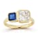 Rachel Zoe Blue and White CZ Two-Stone Ring in 14K Gold Over Sterling Silver