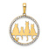 14K Two-tone Gold Diamond-Cut Cats Sitting on Bench Pendant