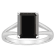 10x8mm Emerald Cut Black Onyx Rhodium Over Sterling Silver Ring