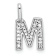 14K White Gold Diamond Letter M Initial Pendant