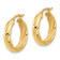 14k Yellow Gold Polished and Textured 1" Twisted Hoop Earrings