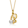 Initial P CZ And Pearl Simulant Pendant Necklace In 14K Gold Over Brass