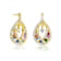 Multi-Color CZ Pear Shape Drop Earrings In 14K Gold Over Sterling Silver