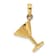 14k Yellow Gold 3D Polished Martini Glass Charm
