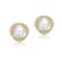 Pear Shape CZ And Mother Of Pearl Pave Stud Earrings In 14K Gold Over Brass