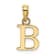 14k Yellow Gold Polished Block Letter B Initial Pendant