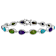 Multi-Color Turquoise Sterling Silver Station Bracelet 8x5mm