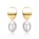 Oval Freshwater Pearl Drop Earrings In 14K Gold Over Sterling Silver