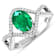 1.24ctw Green Emerald and Diamond 14K White Gold Halo Ring