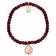 Rose Stainless Steel Polished and Satin Yin Yang Red Jade Stretch Bracelet