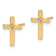 14k Two-tone Diamond-cut Cross Stud Earrings