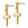 14k Yellow Gold Polished Cross Dangle Earrings