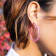 14K Yellow Gold Over Sterling Silver Painted Hoops in Ombre Pink