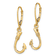 14k Yellow Gold 3D Fish Hook Dangle Earrings