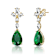 Emerald Color CZ Cluster Drop Earrings In 14K Gold Over Sterling Silver 19.29ctw
