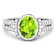 1.9ctw Green Peridot and Diamond 14K White Gold Halo Ring