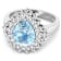 3.19ctw Blue Aquamarine and Diamond 14K White Gold Halo Ring