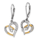 14k Yellow Gold and 14k White Gold Diamond Heart Dangle Earrings