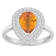 8x5mm Pear Shape Citrine And White Topaz Accents Rhodium Over Sterling
Silver Double Halo Ring
