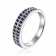 Blue Sapphire Sterling Silver Double Row Eternity Band Ring, 0.75ctw