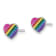 Rhodium Over Sterling Silver Rainbow Enamel Heart Children's Post Earrings