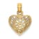 14k Yellow Gold 2D Filigree Heart with Flower Design Charm