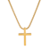Men's Polished Cross Pendant With Chain In 18K Yellow Gold Over
Stainless Steel