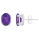 8x6mm Oval Amethyst Rhodium Over Sterling Silver Stud Earrings