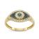 Blue And White Diamond 10K Yellow Gold Evil Eye Cluster Ring 0.30ctw