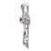 Rhodium Over 14k White Gold Red Ruby and Diamond Fleur-de-Lis Cross
Chain Slide Pendant
