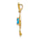 10k Yellow Gold 0.99 ctw Swiss Blue Topaz and Accent Diamond Cat Pendant