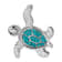 Rhodium Over Sterling Silver Polished Blue Crystal Turtle Chain Slide Pendant