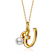 Initial U Pear Shape CZ And Pearl Pendant Necklace In 14K Gold Over Brass
