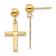 14k Yellow Gold Polished, Textured and Satin Cross Dangle Earrings