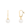 White Cultured Akoya Pearl 14k Yellow Gold Earrings 7-7.5mm