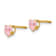 14k Yellow Gold 4mm Pink Cubic Zirconia Heart Earrings