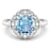 Blue Aquamarine and White Diamond 14K White Gold Halo Ring 1.57 ctw