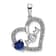 Rhodium Over 14k White Gold Sapphire and Diamond MOM Heart Pendant
