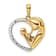 14k Two-tone Gold Diamond-Cut Mother and Baby Heart Pendant