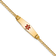 14k Yellow Gold Medical Soft Diamond Shape Red Enamel Curb Link ID Bracelet