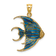 14k Yellow Gold with Blue Enameled Angelfish Charm